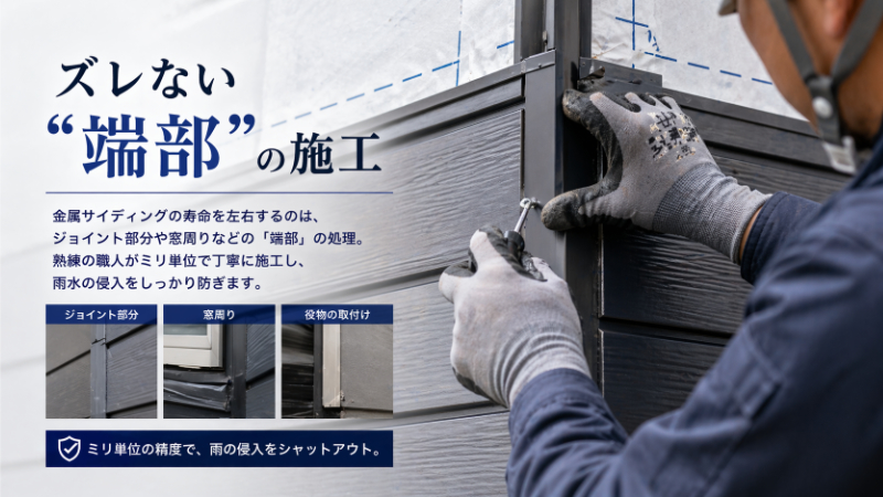 ズレない端部の施工