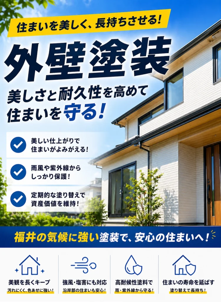 福井県での外壁塗装・塗り替えはお任せ下さい。